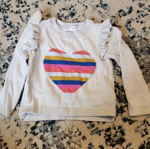 GAP Kids Sweater with Striped Heart and Ruffle Sleeves